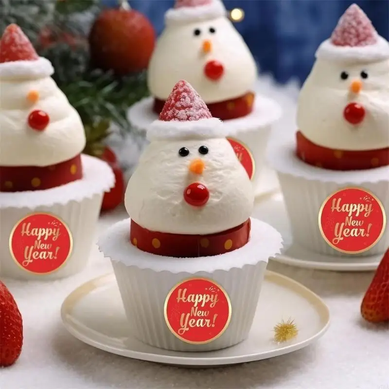97BA 500 قطعة ملصق السنة الجديدة السعيدة 38 مللي متر عيد الميلاد لاصقة تزيين لصندوق المغلفات بطاقات عيد الميلاد كيس الحلوى #3