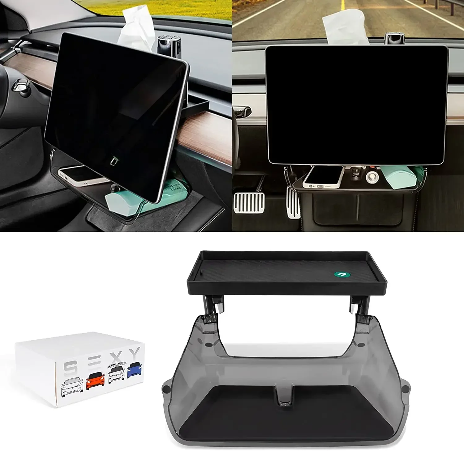 

Center Console Organizer For Tesla Model Y Model 3 Highland/ Juniper 2019-2025 under screen storage box Behind Screen Storage