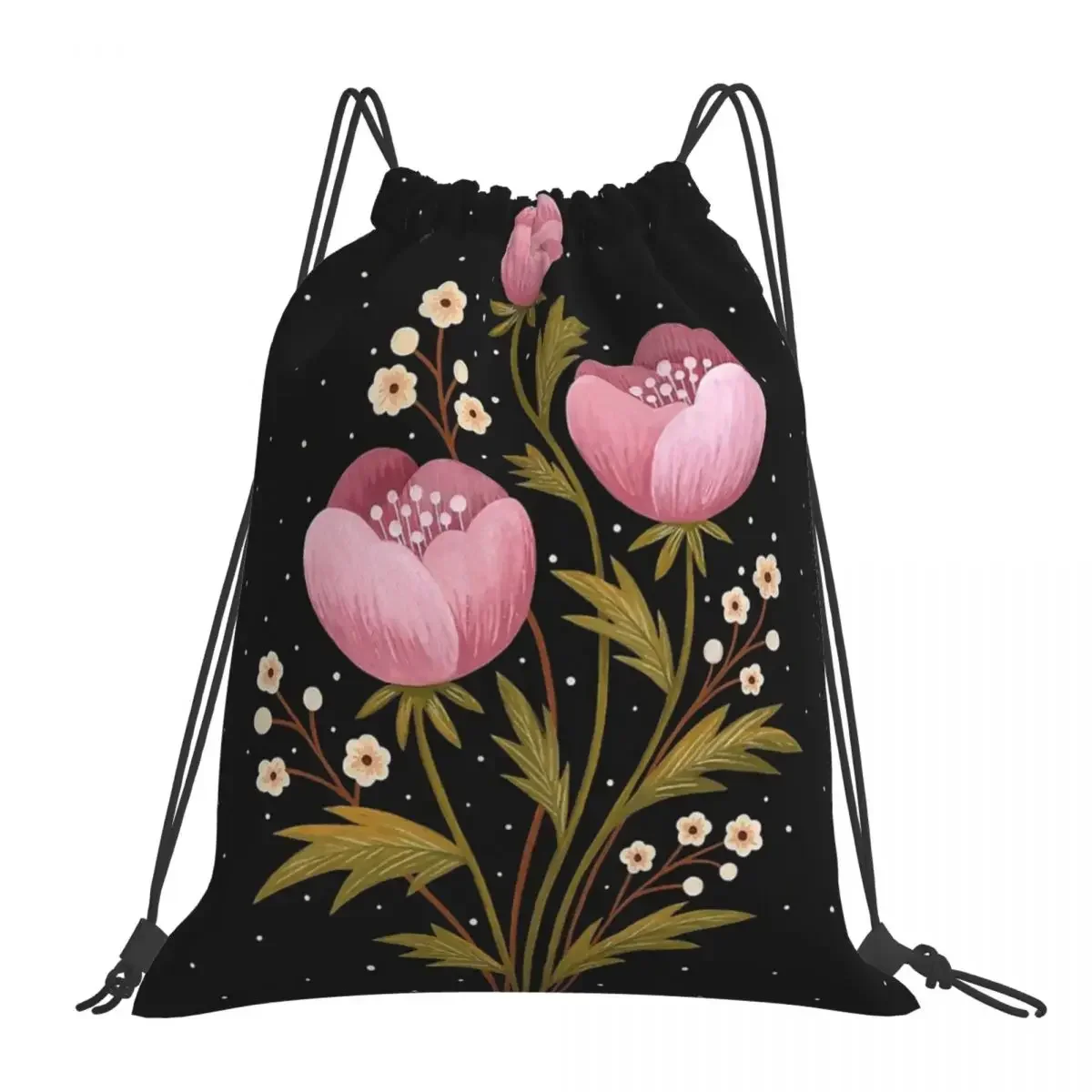 

Blooms In The Dark Backpacks Fashion Portable Drawstring Bags Drawstring Bundle Pocket Sports Bag BookBag For Travel Students