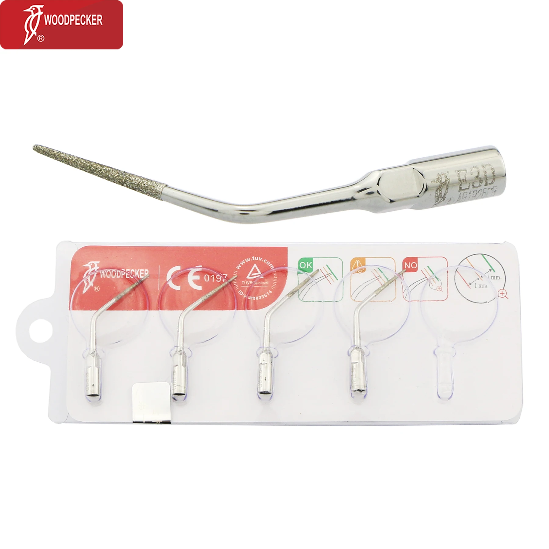 Woodpecker Ultrasonic Tips  Scaling Endo Tip Periodontics Endodontics Rinsing Fit EMS Ultrasonic Scaler E-Series 1/5PCS   E3D