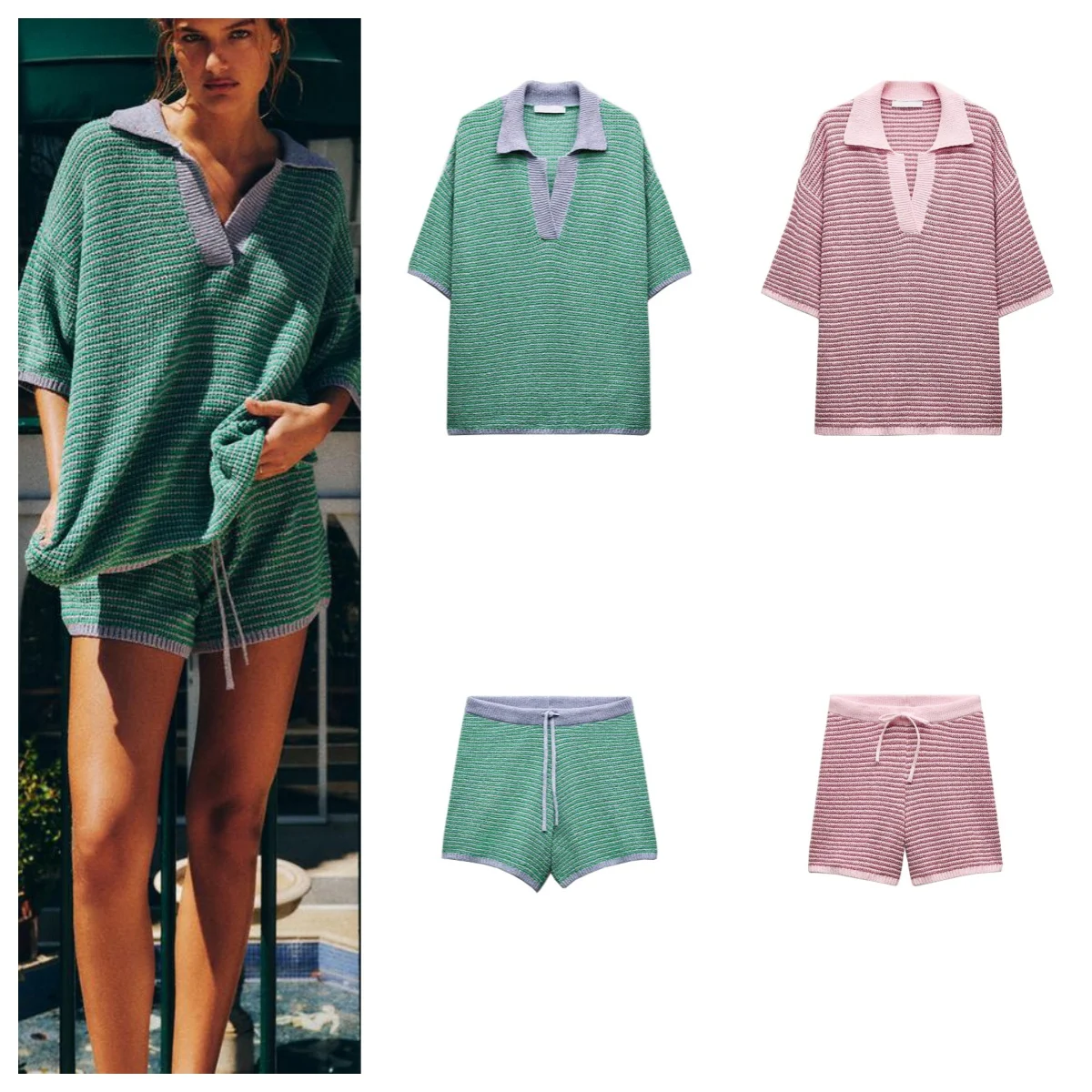 

Kiss Autumn New High Waist Knitted orts Loose Knitted irt Top Faion Set Polyester ort Sve Ne