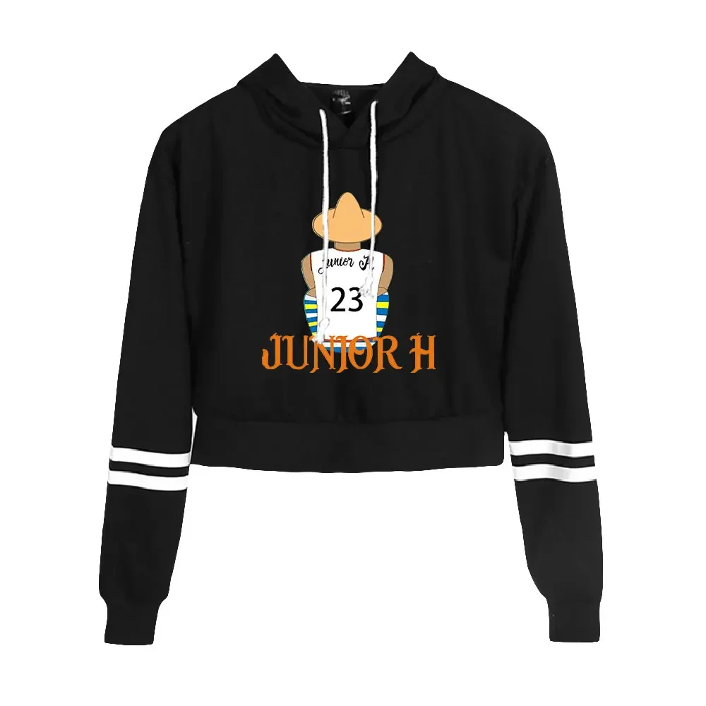 Rapper Junior H Sad Boyz Merch Crop Top Hoodie Women Long Sleeve Hooded Harajuku Cropped Sweatshirt Casual Tracksuit Streetwear