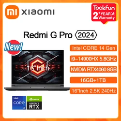 Игровой ноутбук XIAOMI Redmi G Pro 2024 Intel Core i9-14900HX NVIDIA Geforce RTX 4060 16 дюймов 2,5K 240 Гц ОЗУ 16 ГБ SSD 1 ТБ геймерский ПК