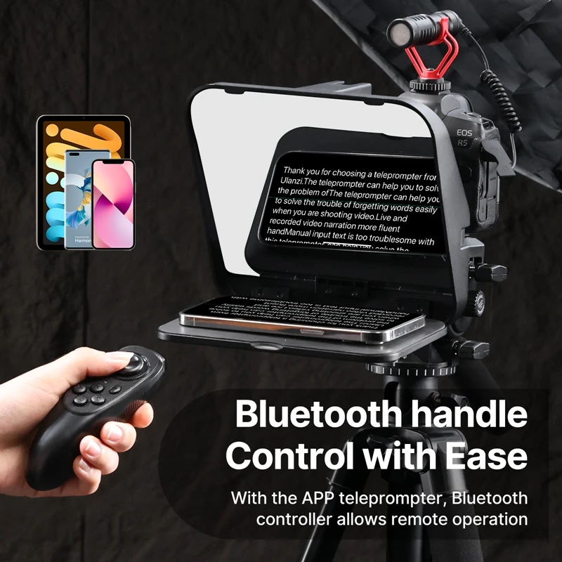 Ulanzi RT02 9 Inch Foldable Teleprompter for Smartphone Camera Tablet with Remote Control 58/67/72/77/82mm Lens Adapter