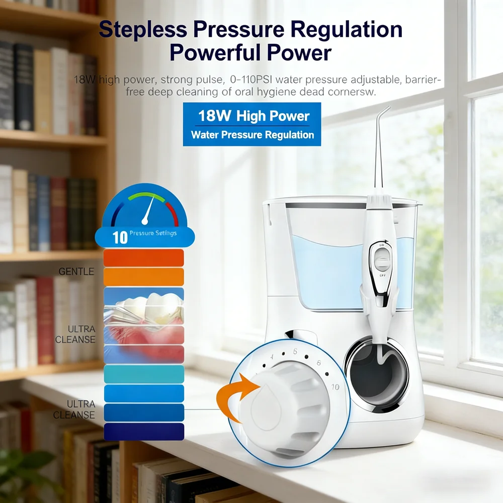 

10-Mode Dental Water Flosser Electric Oral Irrigator with 5 Nozzles Rechargeable Waterproof Teeth Cleaner for Travel Use