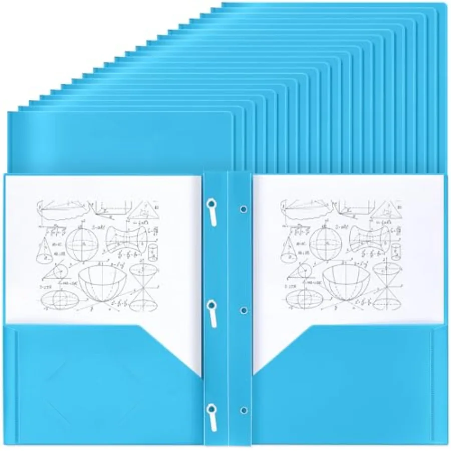 

100 Pcs Plastic Folders with Pockets and Prong Folders with Prongs 2 Pockets for Office School for Students Teachers Office Wor