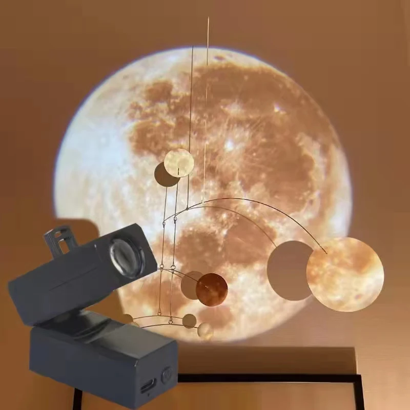 New Earth Moon Projection Lamp Star Projector Planet Projector Background Atmosphere Led Night Light for Kids Bedroom Wall Decor