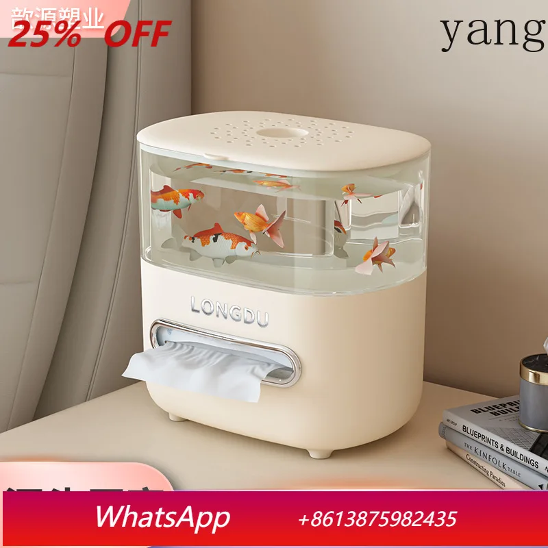yjq desktop aquarium high value multi-functional household tissue box large capacity transparent ecological fish tank