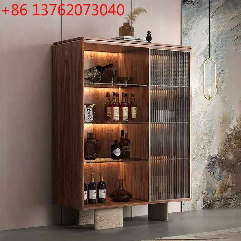 

Italian minimalist walnut wine cabinet premium side cabinet