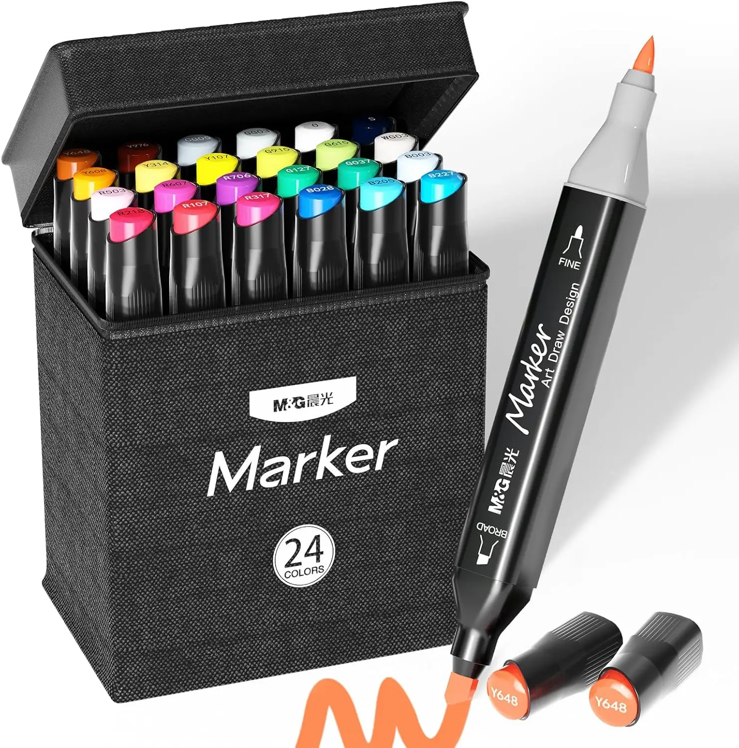 

24 Colors Alcohol Based Dual Tip Art Markers Set, Vibrant Permanent Markers for Artists, Sketching, Coloring, Gift Idea