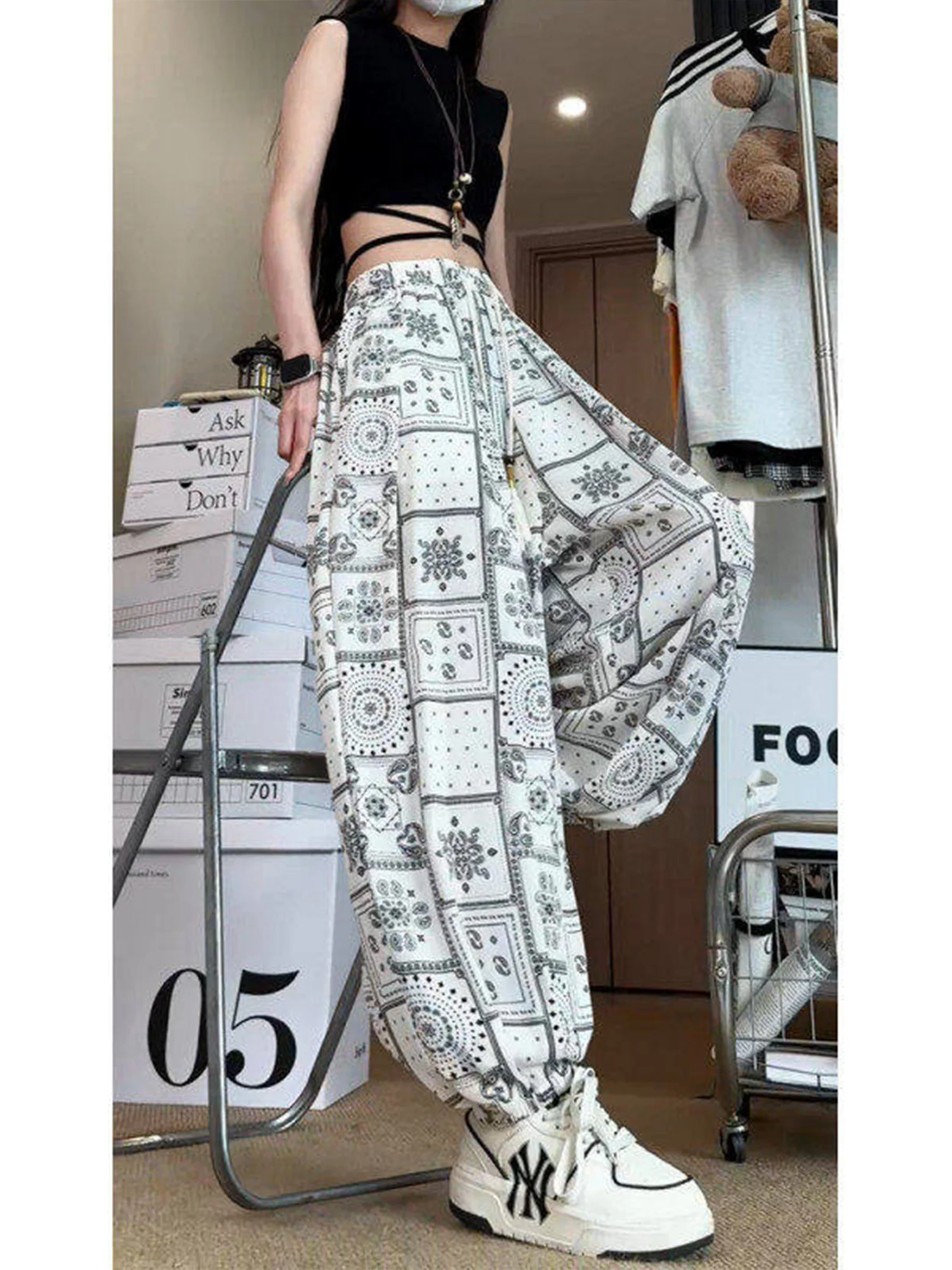 

Мужские летние тонкие свободные брюки-шаровары из ледяного шелка в китайском этническом стиле, модные повседневные, быстросохнущие