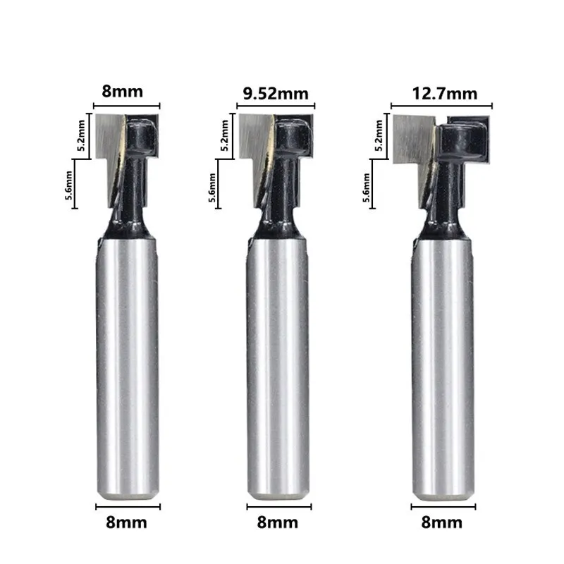 XCAN Milling Cutter 8mm Shank T Slot Router Bit Set Hex Bolt Key Hole Bits T Slotting Carbide Endmill For Woodworking Tool