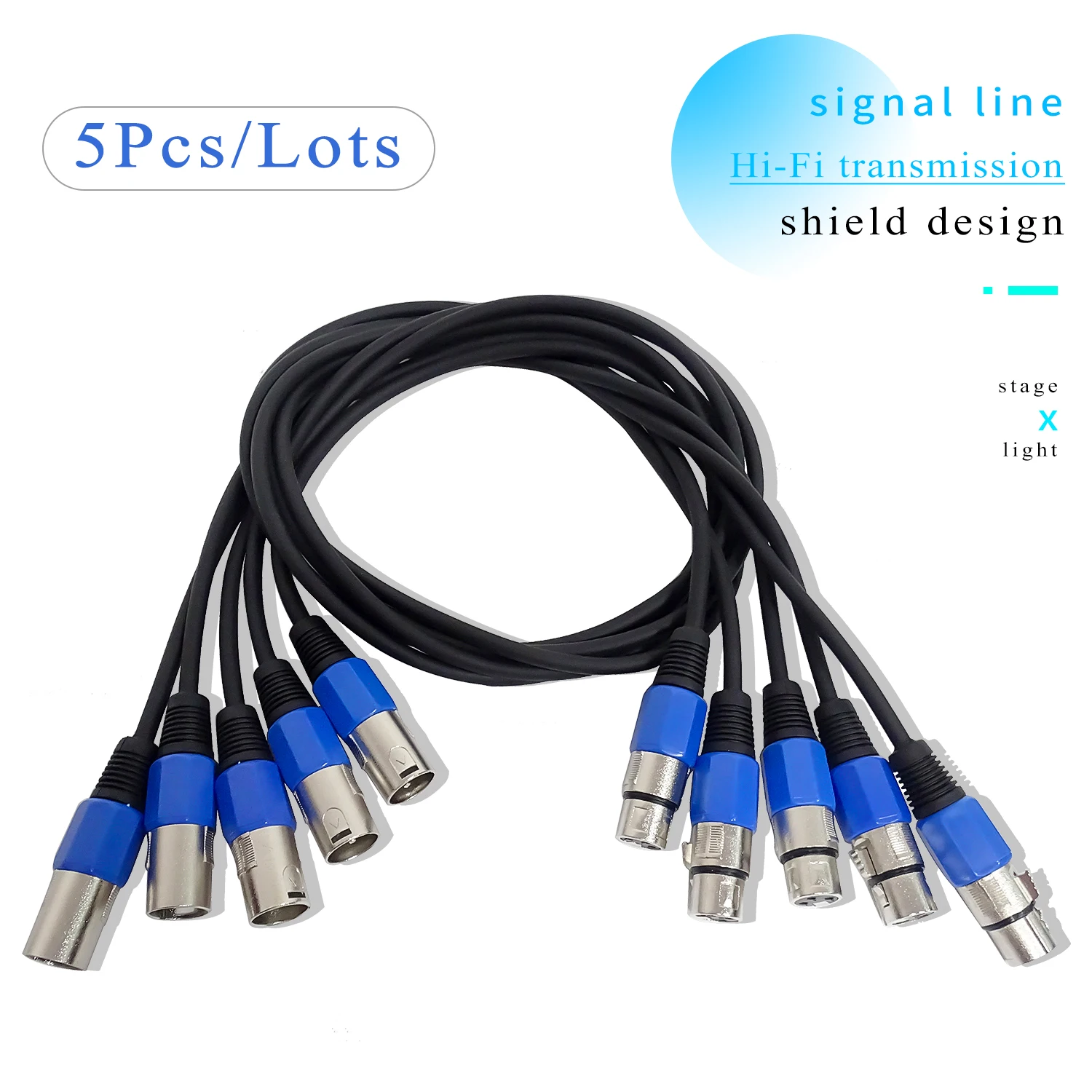 

5Pcs/Lots 3-PIN DMX Signal Line, (1M,2M,3M,4M,5M,6M,7M,8M,9M,10M) LED PAR Stage Lights Dmx Cable Dj Equipment 100% New