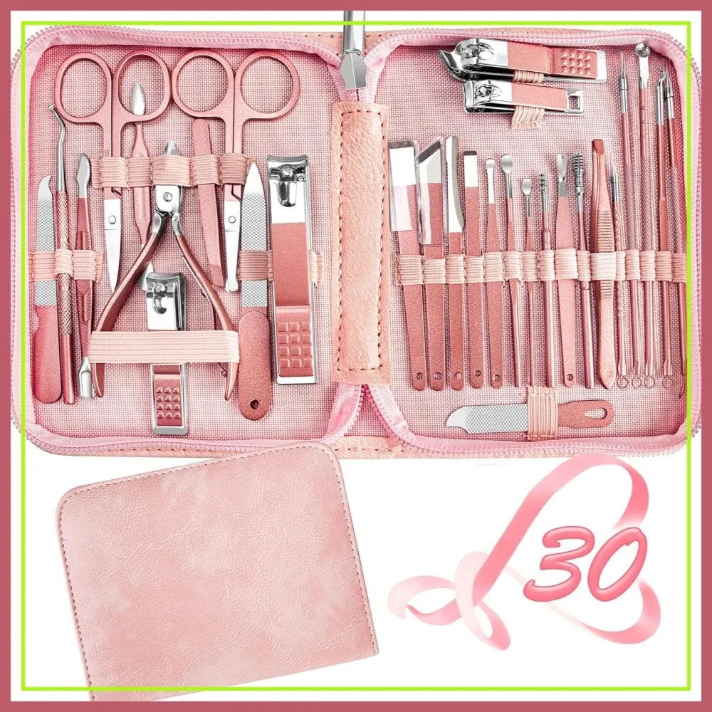 

30-in-1 Manicure Set, Nail Clippers for Fingernail & Toenail, Travel Manicure Kit with Professional Tools