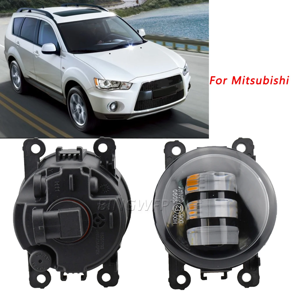 2PCS LED Fog Light For Mitsubishi Outlander II CW_W Closed Off-Road 2006 2007 2008 2009 2010 2011 2012 DRL Fog Lamp Accessories