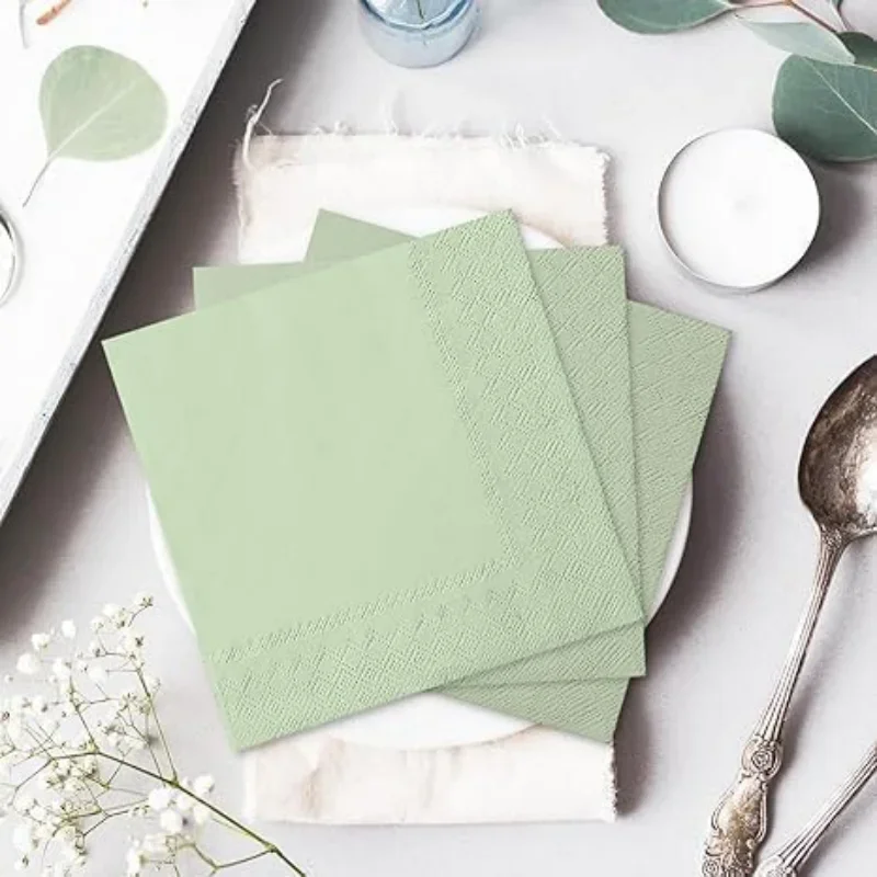 100/200/250PCS Sage Green Cocktail Napkins Disposable 2-ply Paper Napkins Beverage Napkins for Dinner Wedding Party Birthday