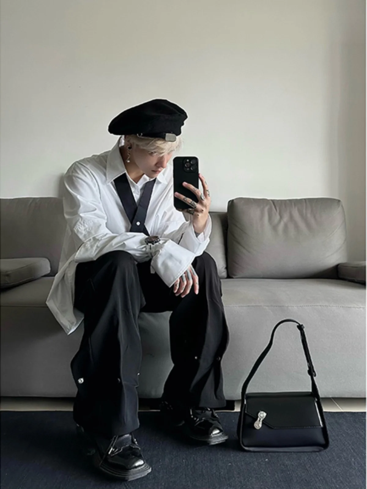 

Cleanfit Ice Silk Wide Leg Pants Men's Summer Thin Sle Loose Japanese Lazy Samurai Pants Faionable Casual Trousers