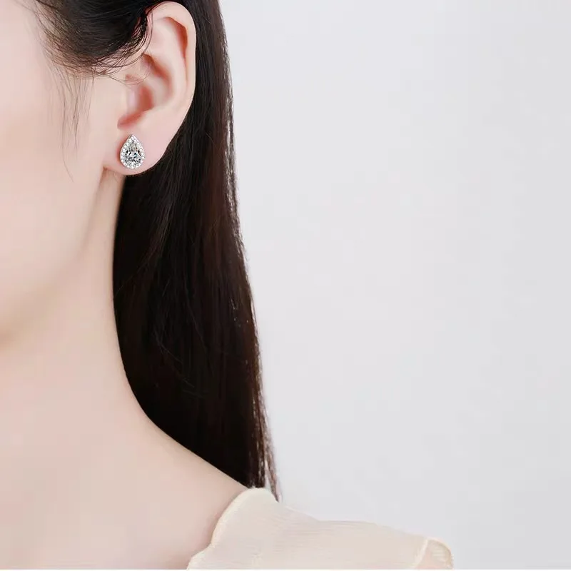 Shining U S925 الفضة الكمثرى الأحجار الكريمة 3ct وأقراط للنساء المجوهرات الجميلة الذكرى