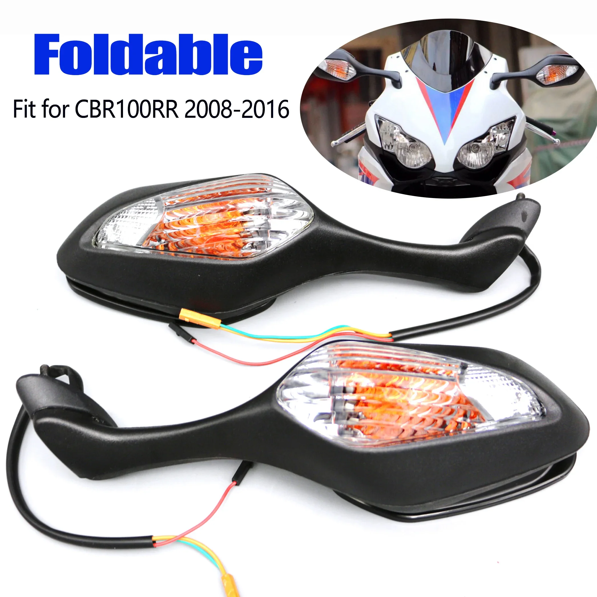 Rotatable Motorcycle Rearview Turn Signal Side Mirror For 2008 - 2016 Honda CBR1000RR CBR 1000RR 2010 - 2016 VFR1200 VFR 1200F