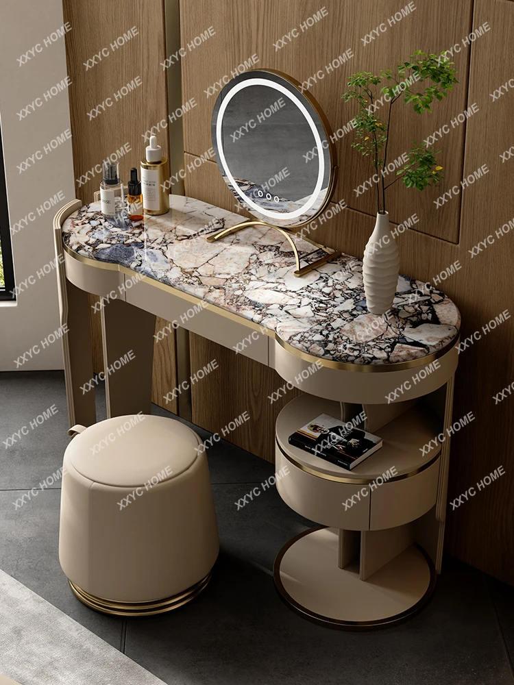 Italian Light Luxury Dressing Table Natural Marble Master Bedroom High-End Designer New Internet Celebrity Makeup Desk Set