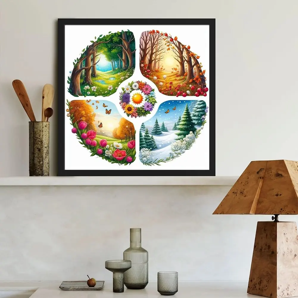 4 Seasons Scenery DIY Diamond Painting New 2025 Colorful Seasons Cross Stitch Kits Mosaic Diamond Embroidery For New Year Decor