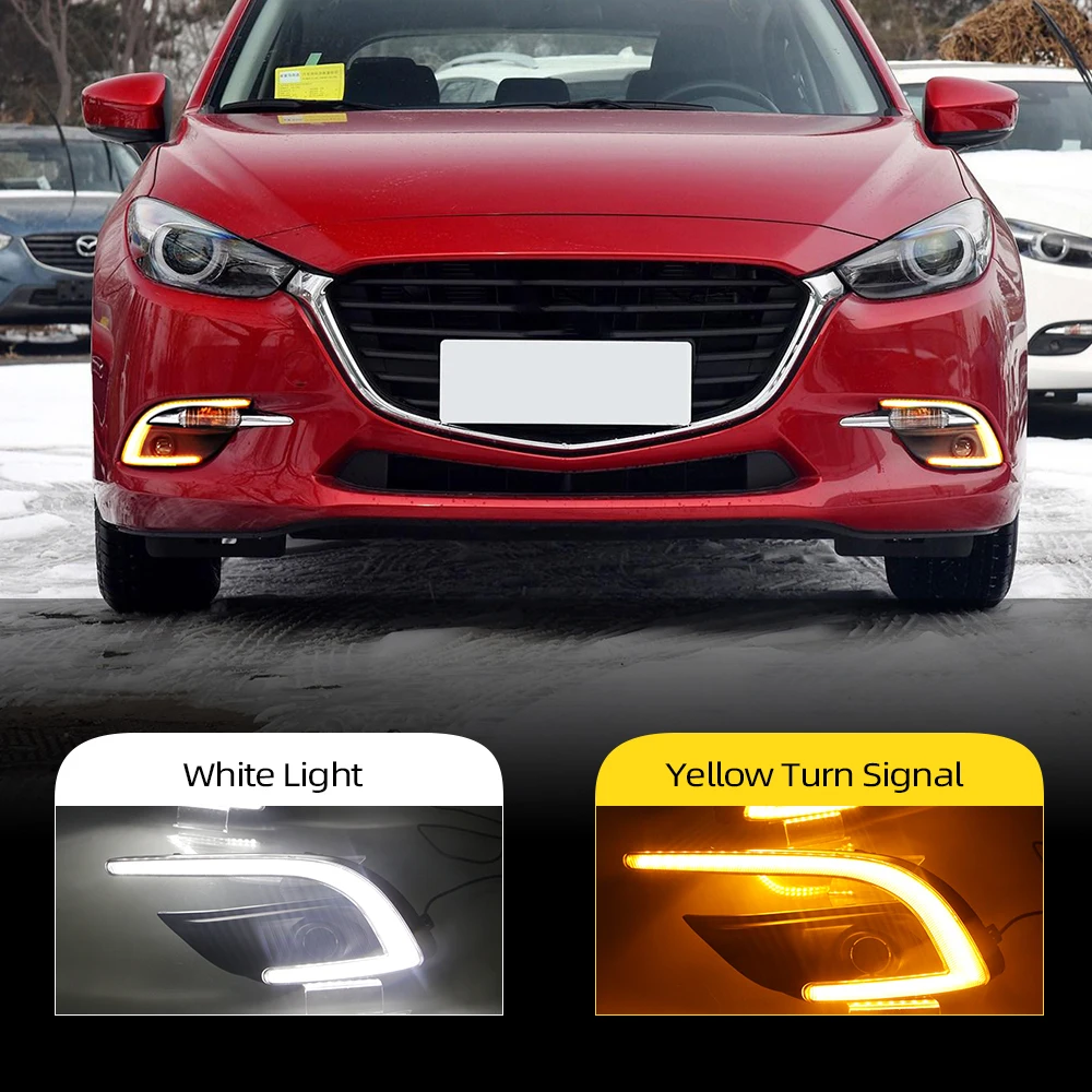 

For Mazda 3 Mazda3 Axela 2017 2018 Driving ABS DRL with yellow turn signal Daytime Running Light fog lamp Relay Daylight