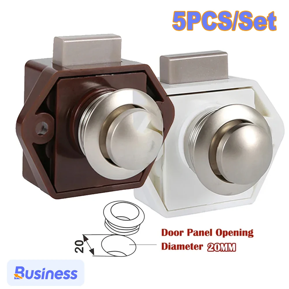 5PCS Push Button Drawer Latch 20mm Camper Cupboard Knob RV Compartment Latch Catches for Caravan Boat Motorhome Cabinet Drawer