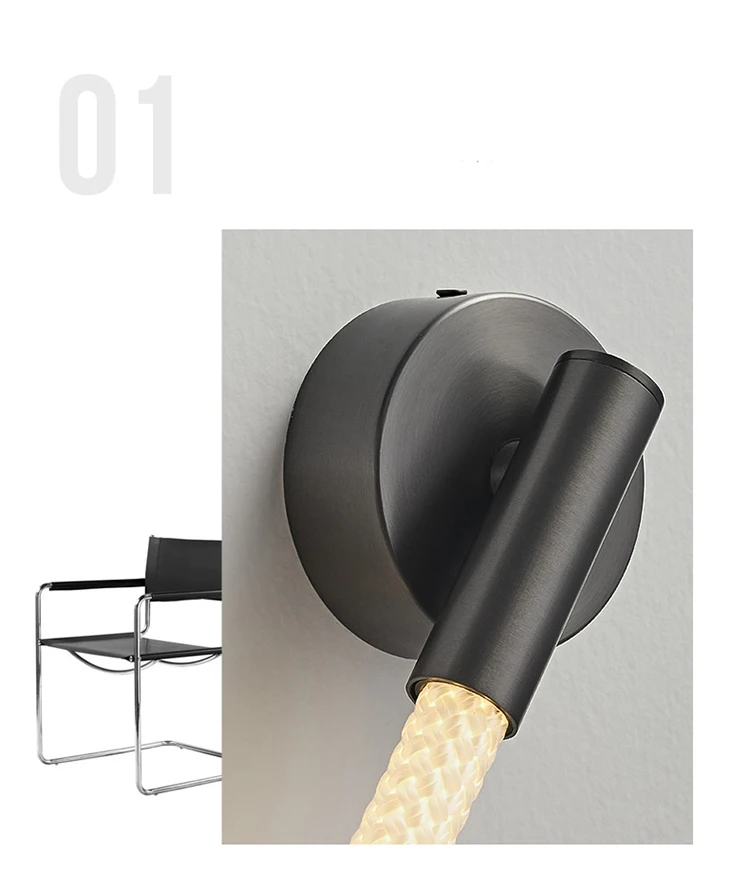 Luke Wand lampe einfache Atmosphäre Licht nordische Nachttisch lampe Wohnzimmer Faser gewebte Licht emittierende Röhre Lampe Bett Zimmer Nacht lampe – Detail 5