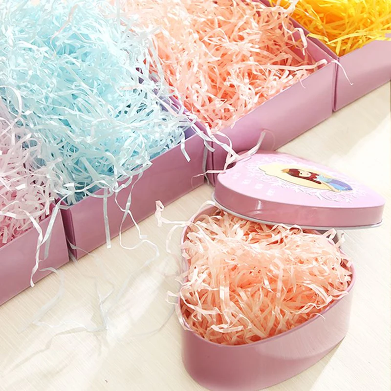 100g Colorful Shredded Crinkle Lafite Paper Raffia Filler DIY Wedding Party Gift Box Candy Material Packaging Filler