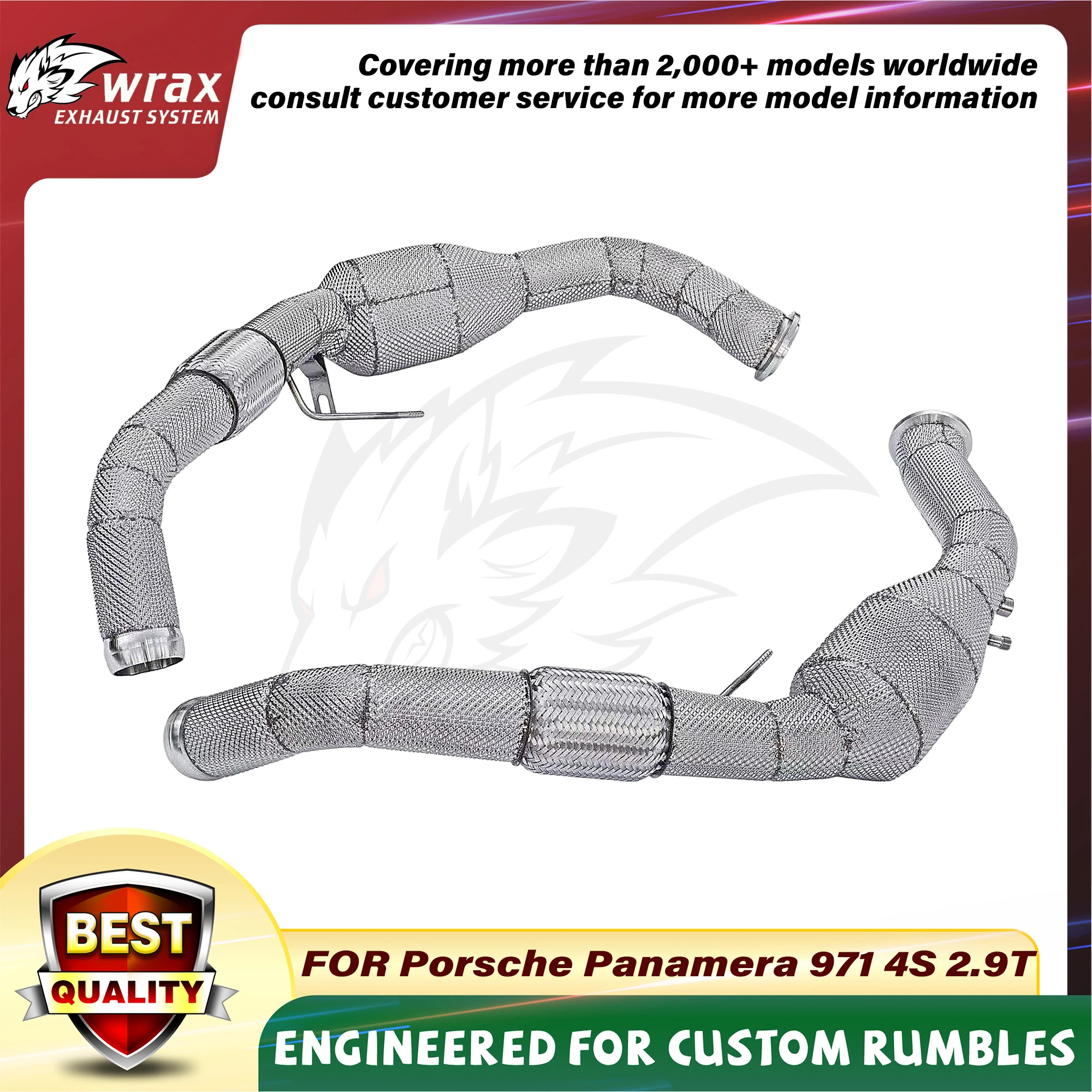 

High Flow Sports Resonant tube WRAX Exhaust for Porsche Panamera 971 4S 2.9T Performance Upgrade SS304 Heat Shield