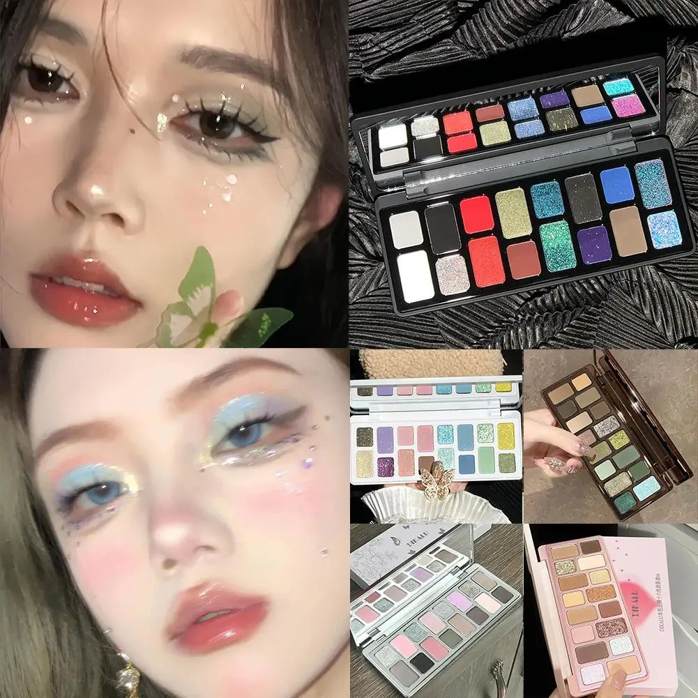 16-color Eye Shadow Plate Fashionable High-end Eye Shadow Shiny Powder Sweat Color Waterproof Eye Makeup Anti Eye Makeup Pl G5e9