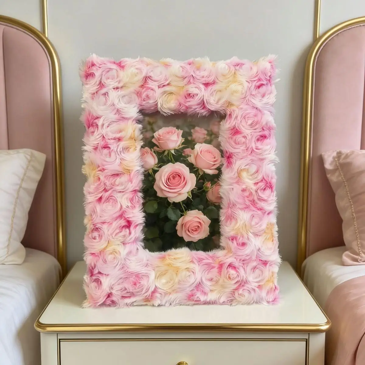 6/7/8 inch pink plush photo frame, rose fabric photo frame, density board with velvet fabric, suitable for Polaroid photo frames