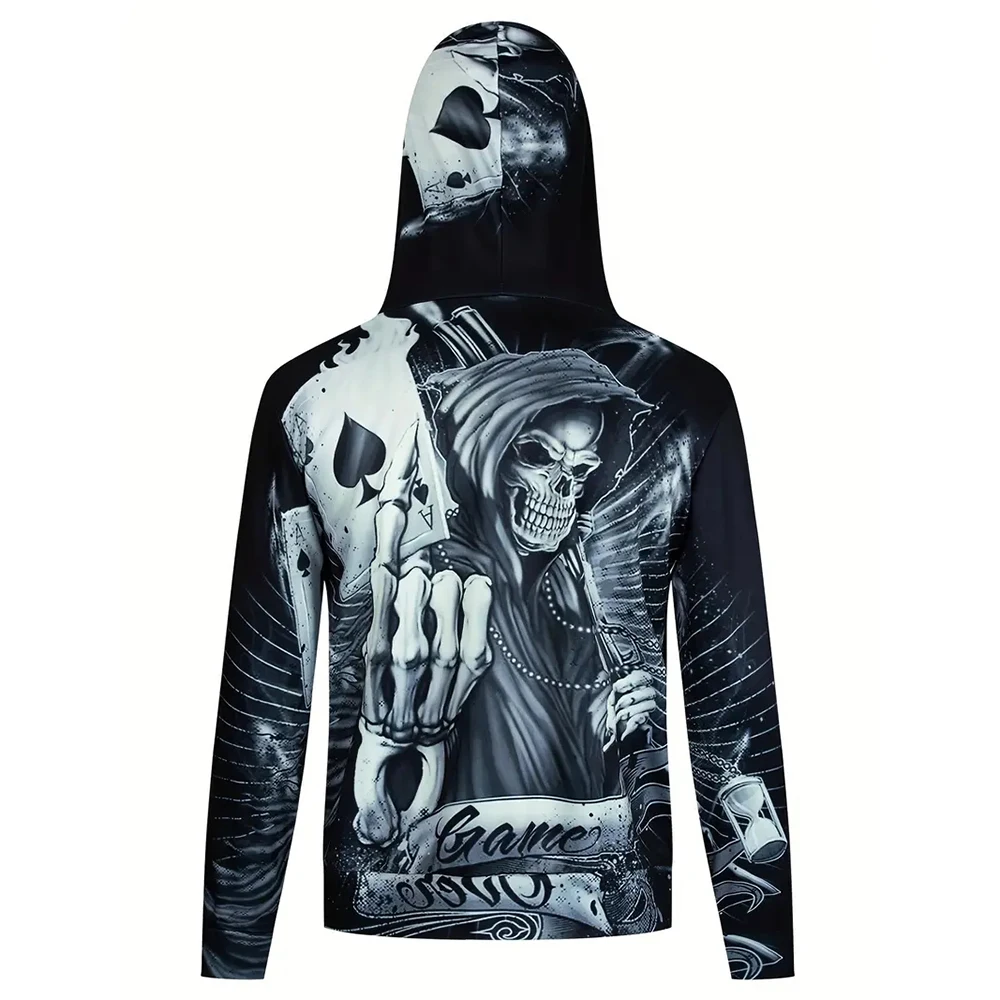 Sudadera con estampado 3D de calavera para hombre, jersey de dos piezas, pantalones de chándal para hombre, sudadera Retro de calle informal, moda de otoño e invierno