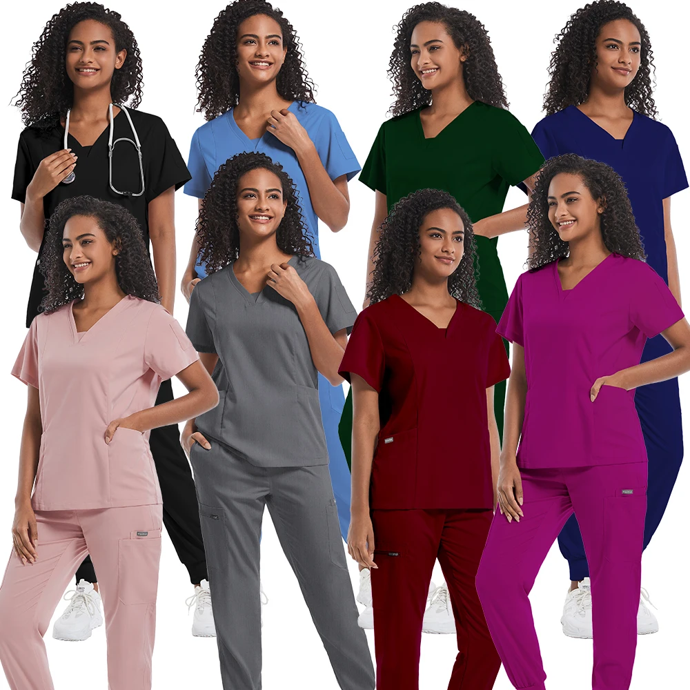 

Slim Fit Scrubs Medical Uniforms Women Scrub Sets Hospital Tops Pant Surgical Gowns Doctors Nurses Dental Clinic Workwear Suits