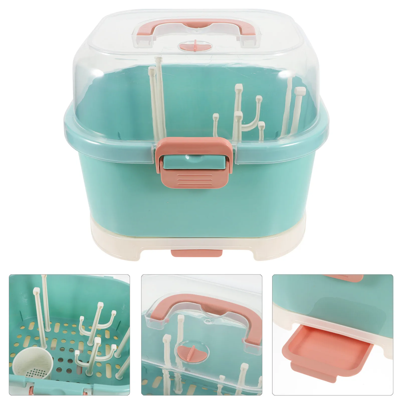 

Baby Bottle Drying Rack Dustproof Storage Box Portable Reusable Bottle Holder Large Capacity Organizer for Travel Home Kitchen