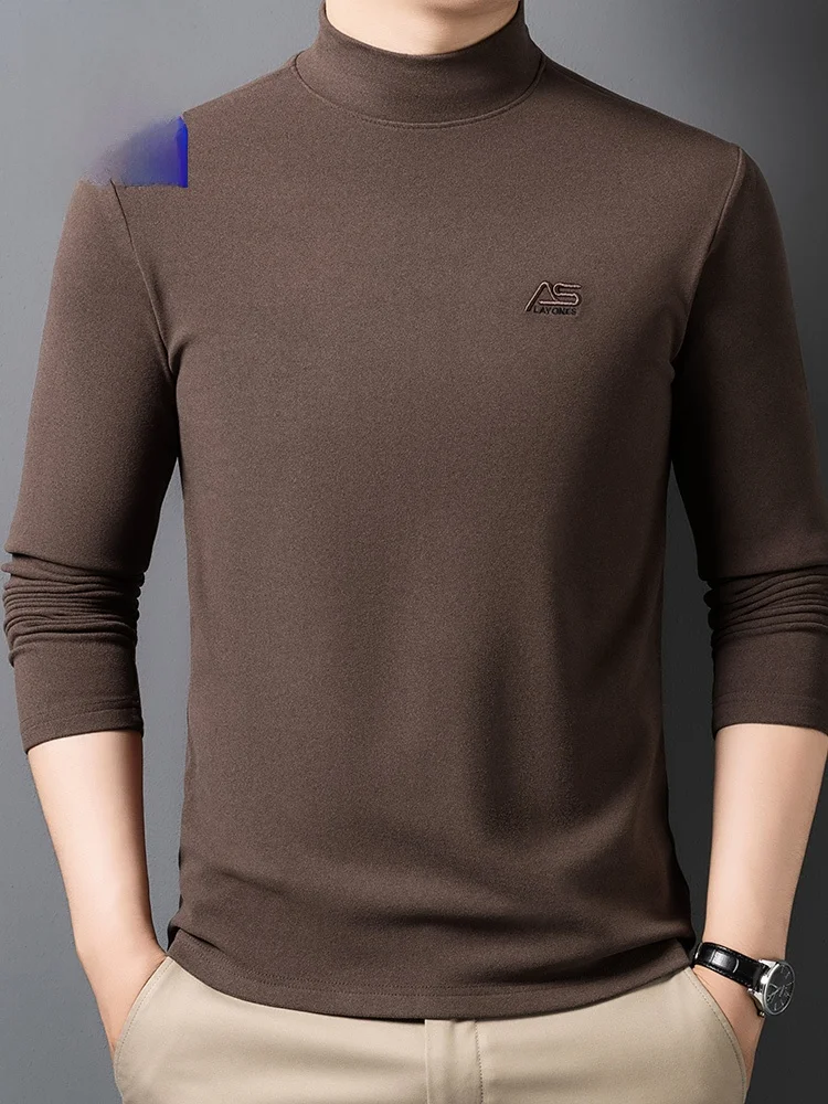 

Rn Men's Thermal Long Sve T-irt f High Collar Thiened Fce Double-sided Warm Mid-ne Autumn Winter Faion Ci...