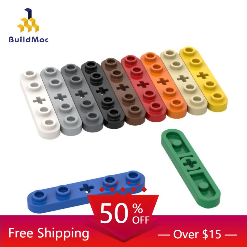 10PCS MOC Bricks 32124 1x5 For Building Blocks 1x5 Middle Plate With Shaft Orifice Parts DIY  Educational High-Tech  Parts Toys