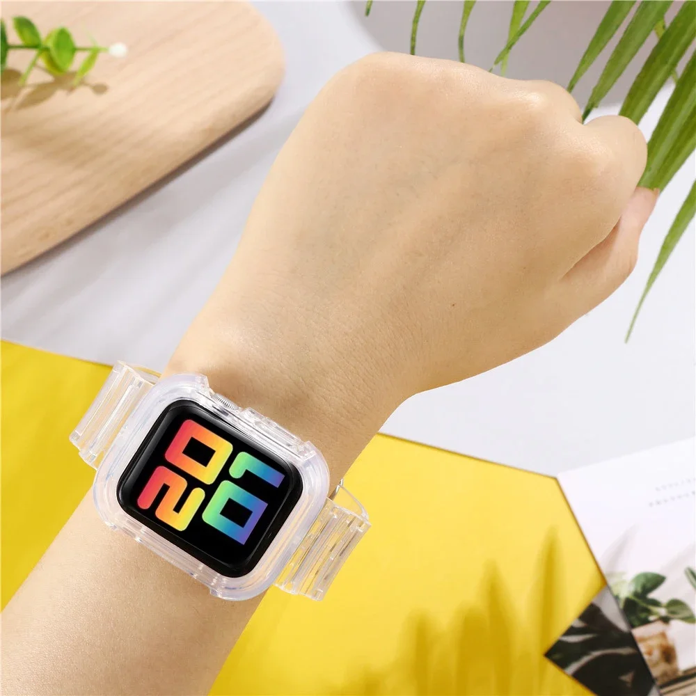 Correa de silicona para Apple Watch 8, Correa transparente de 45MM, 41mm, 42mm, 40 MM, 44mm, 38mm, serie Iwatch 8, 7, 6, se, 5, 4, 3