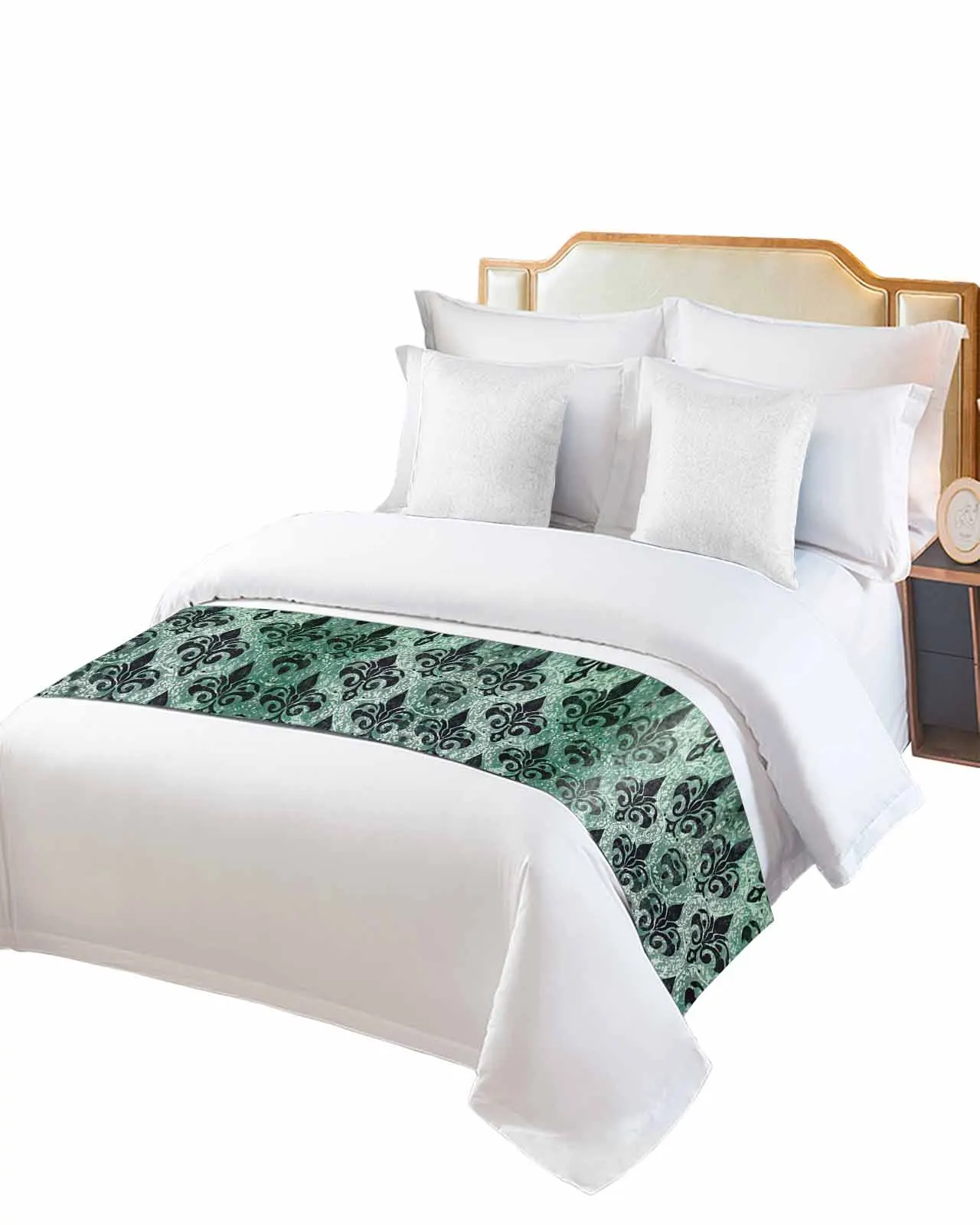 

Traditional Flower Texture Bed Runner Luxury Hotel Bed Tail Scarf Decorative Cloth Home Bed Flag