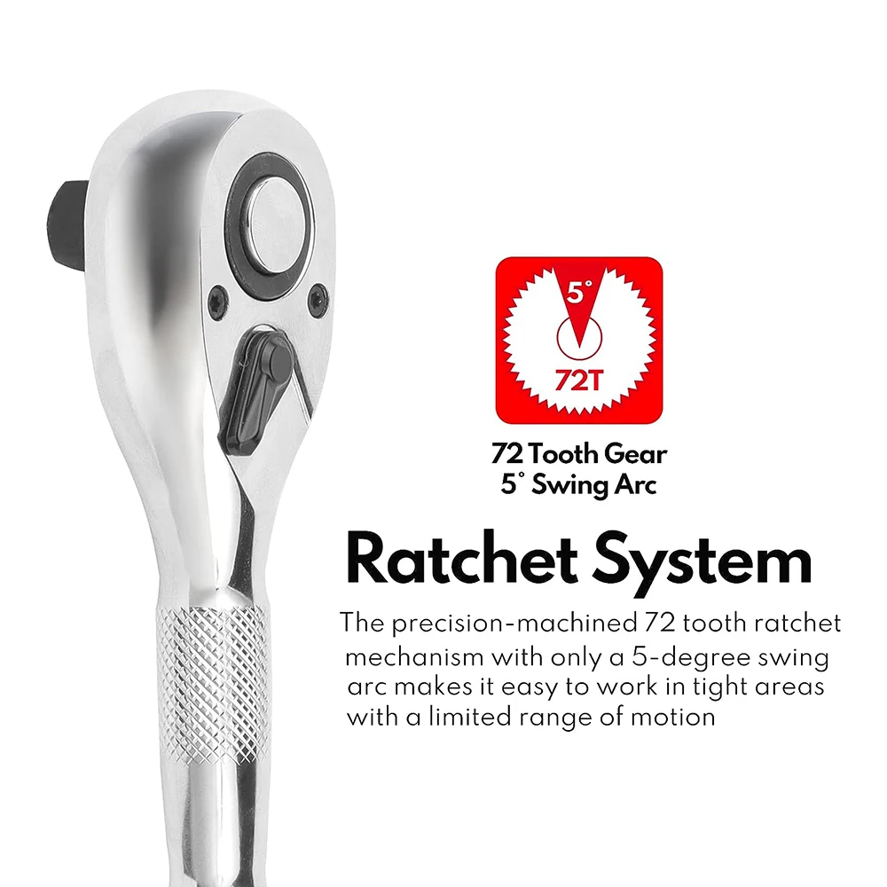 3pcs Mini Ratchet Wrench 1/4 3/8 1/2 Inch Drive Stubby Ratchet Set Quick-Release Head 72-Tooth Square Head Spanner