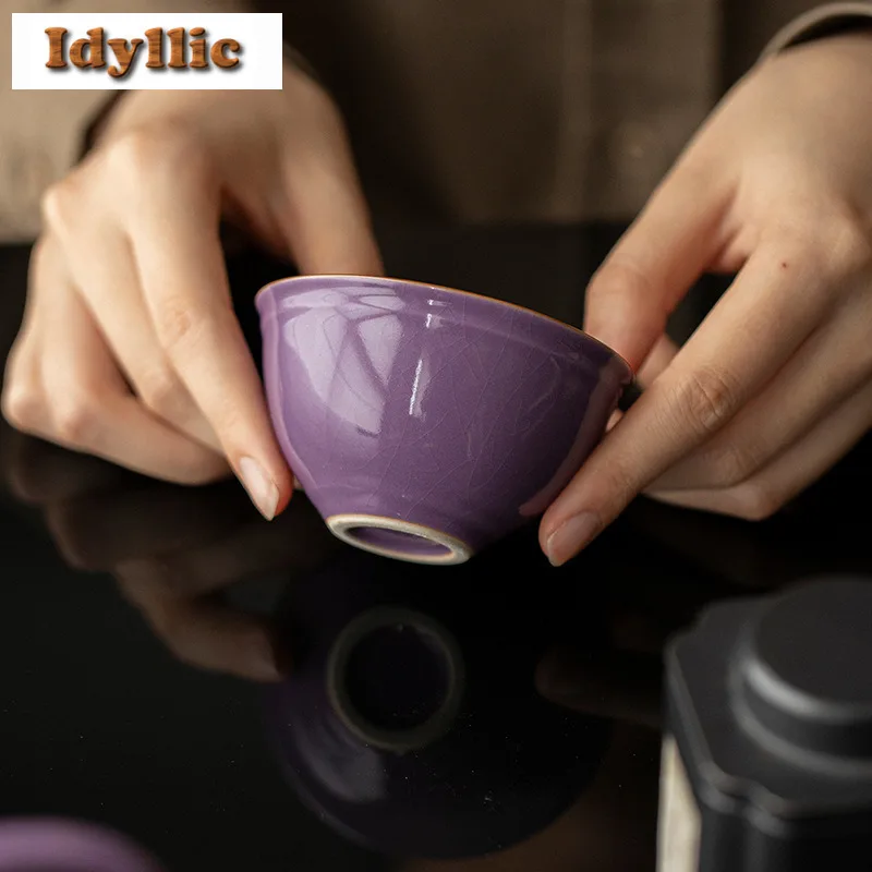 2 قطعة/الوحدة الأرجواني رو فرن فنجان الشاي الإبداعية وعاء الشاي القدح الشاي تذوق كوب شخصي Chazhan ماستر أكواب Teaware اكسسوارات الحرفية 75 مللي #4