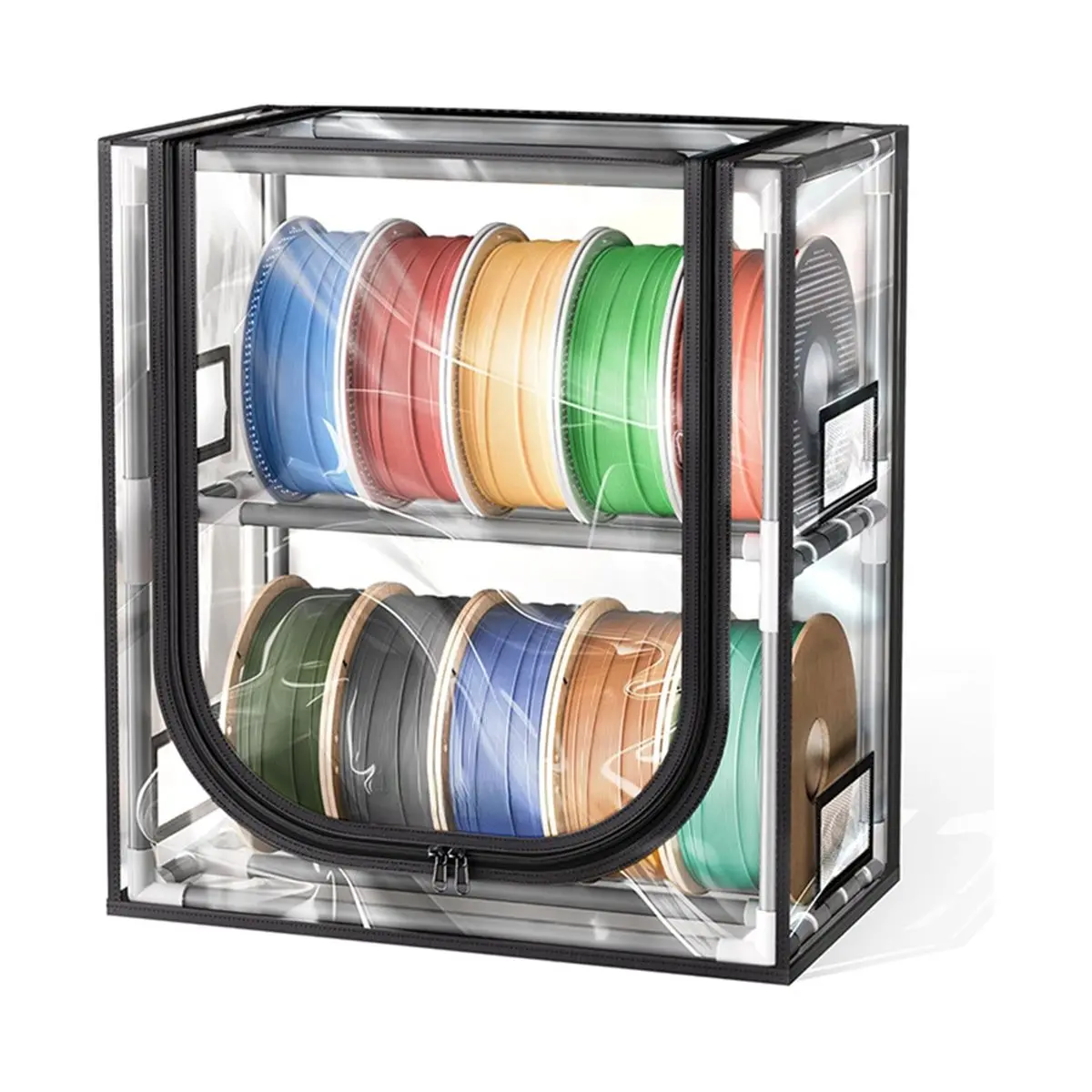 A49T 3D Printer Filament Storage Box 2 Tiers Filament Storage Rack with Trans Cover Holds Up to 10 Roll