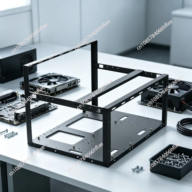 4-GPU Open Frame Chassis, Single Power Dual System EATX Rack Mount AI Computing Case
