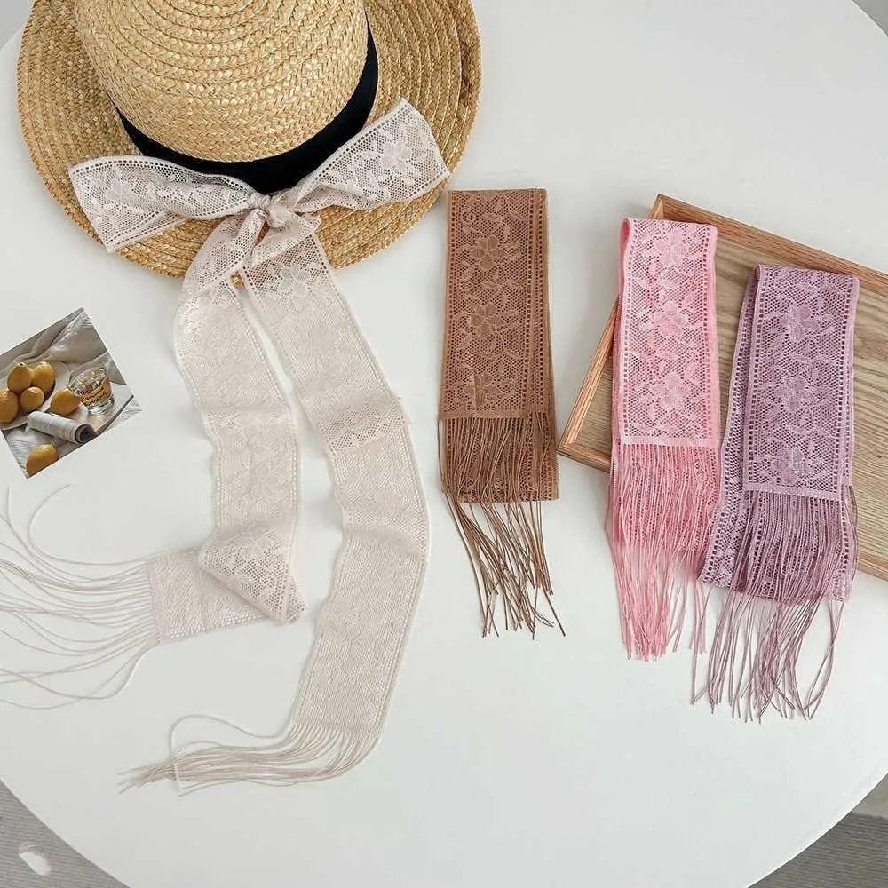 

Retro Floral Embroidery Lace Wrap Scarves Soft Narrow Long Evening Party Scarves Thin Lace Neck Strap Dress Decoration
