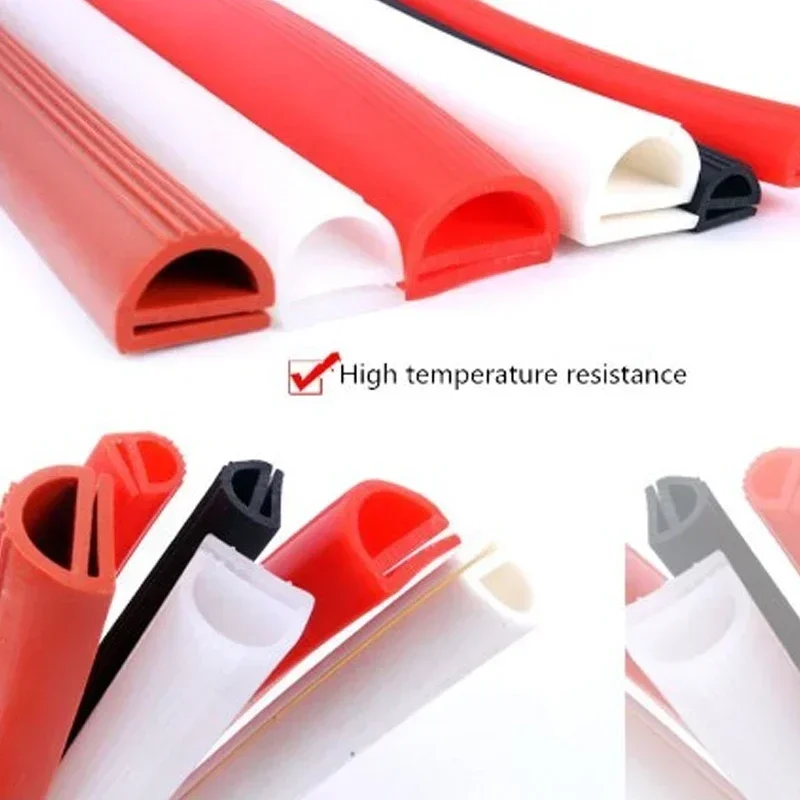 High temperature resistant silicone seal E Type Strip Red White E Shape Silicone Stirp Door Oven Freezer Door Oven Steaming