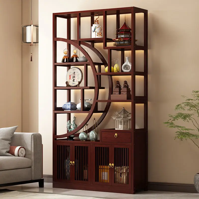 Nuevo gabinete de exhibición chino personalizable, estante Bogu de oficina de madera maciza