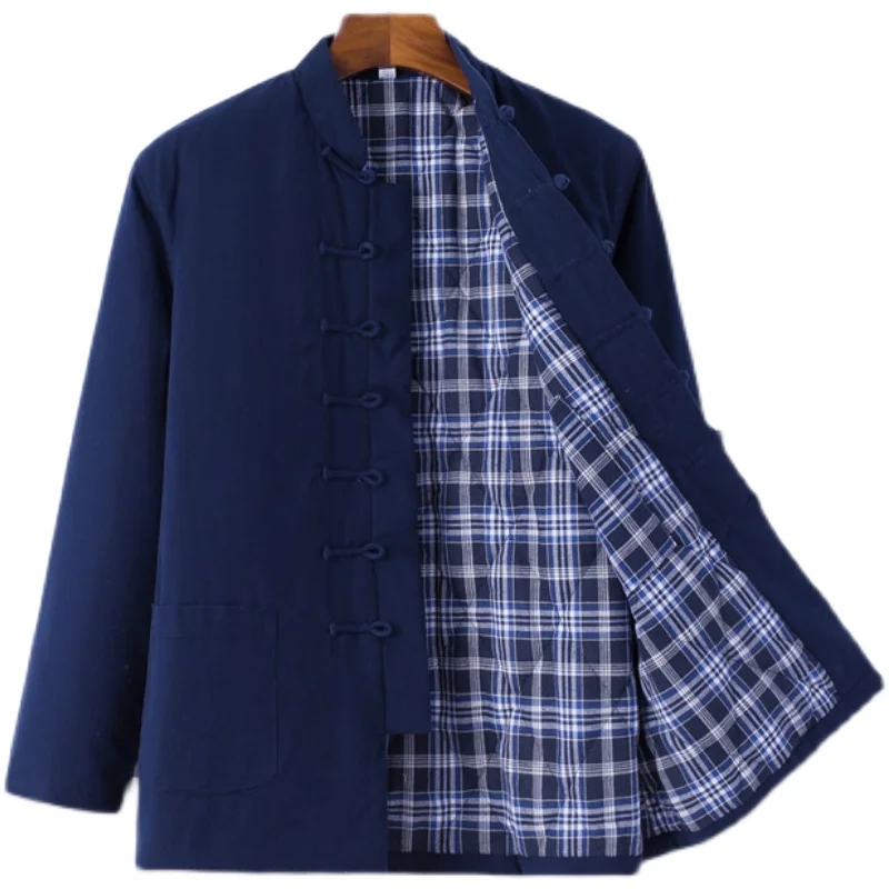 معطف شتوي مبطن بالقطن للرجال فضفاض مناسب على شكل حرف T دافئ Sli Urban Faion مقاس الوقوف زر مزين بالصينية...