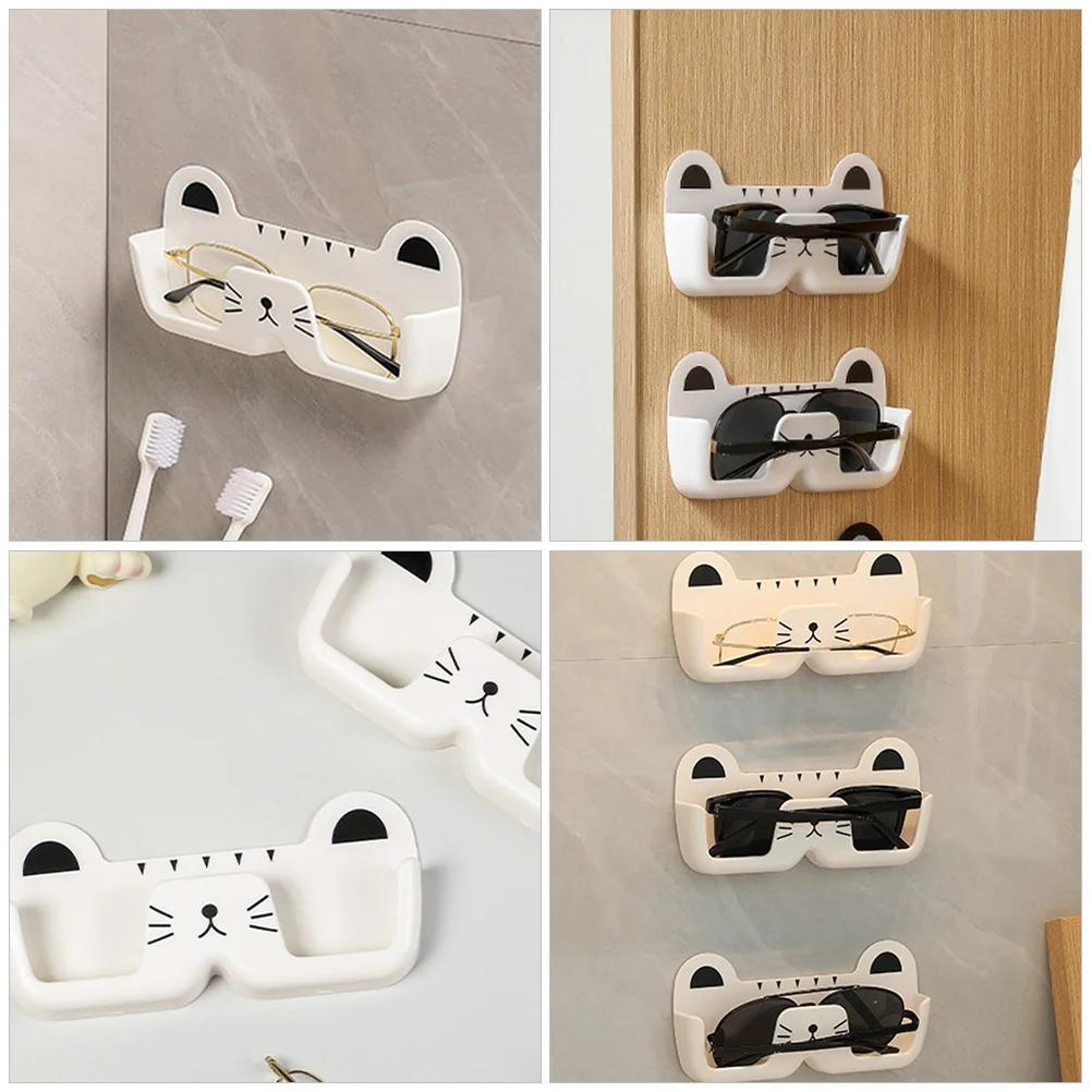 

1pc Wall Mounted Glasses Organizer Cat Shaped Abs Storage Rack For Sunglasses Eyeglasses Household Cabinet Mount Case Display