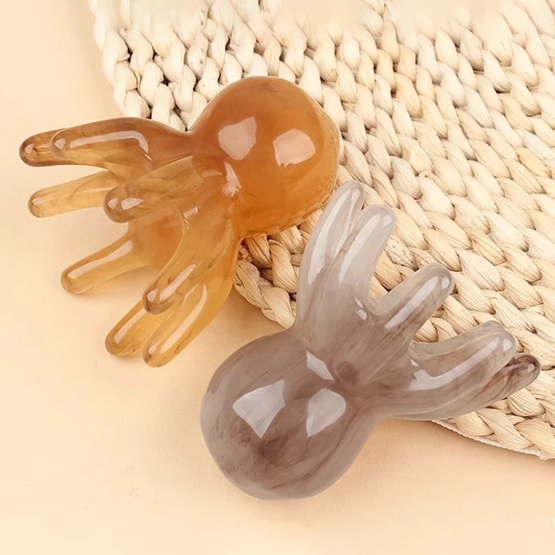 Resin Octopus Comb Head Massager – Gua Sha & Meridian Scalp Massage Tool for Acupressure, Stress Relief & Home SPA Therapy - view 5