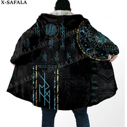 Norse Mythology Vegvisir Viking Symbol Thick Warm Hooded Cloak Men Overcoat Coat Windproof Fleece Cape Robe Hooded Blanket-1